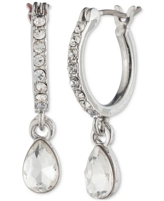 Givenchy Silver-Tone Stone & Pave Dangle Small Huggie Hoop Earrings