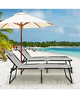 Sugift 4 Position Folding Lounge Chaise with Adjustable Backrest and Footrest