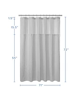 Awesome Home Starburst Water Repellent Crinkle Shower Curtain with Snap-in Liner and Hooks Set, 71"X72"