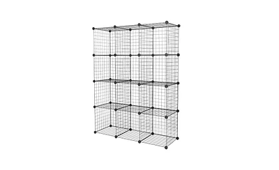 Slickblue 12-Cube Wire Storage Organizer – Modular Cube Shelves for Multifunctional Home and Office Use