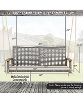 Sugift 2-Person Patio Wicker Hanging Swing Chair