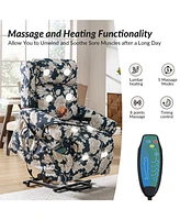 Hulala Home Ruprecht Farmhouse Lift Assist Power Recliner with Massage Heat and Manual Headrest