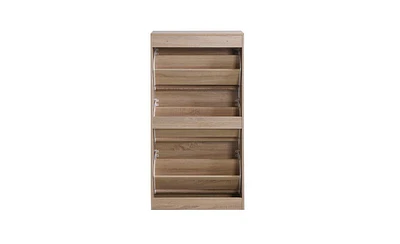 Slickblue 3-Drawer Shoe Storage Cabinet, 3-Tier Wood Shoe Rack Storage Organizer for Entryway