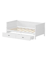 Slickblue Twin Size Solid Wood Daybed with Two Drawers Ideal for Kids, Teens, Dorms, and Guest Rooms