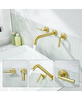 Flynama 2-Handle Wall Mounted Faucet in Brushed Gold