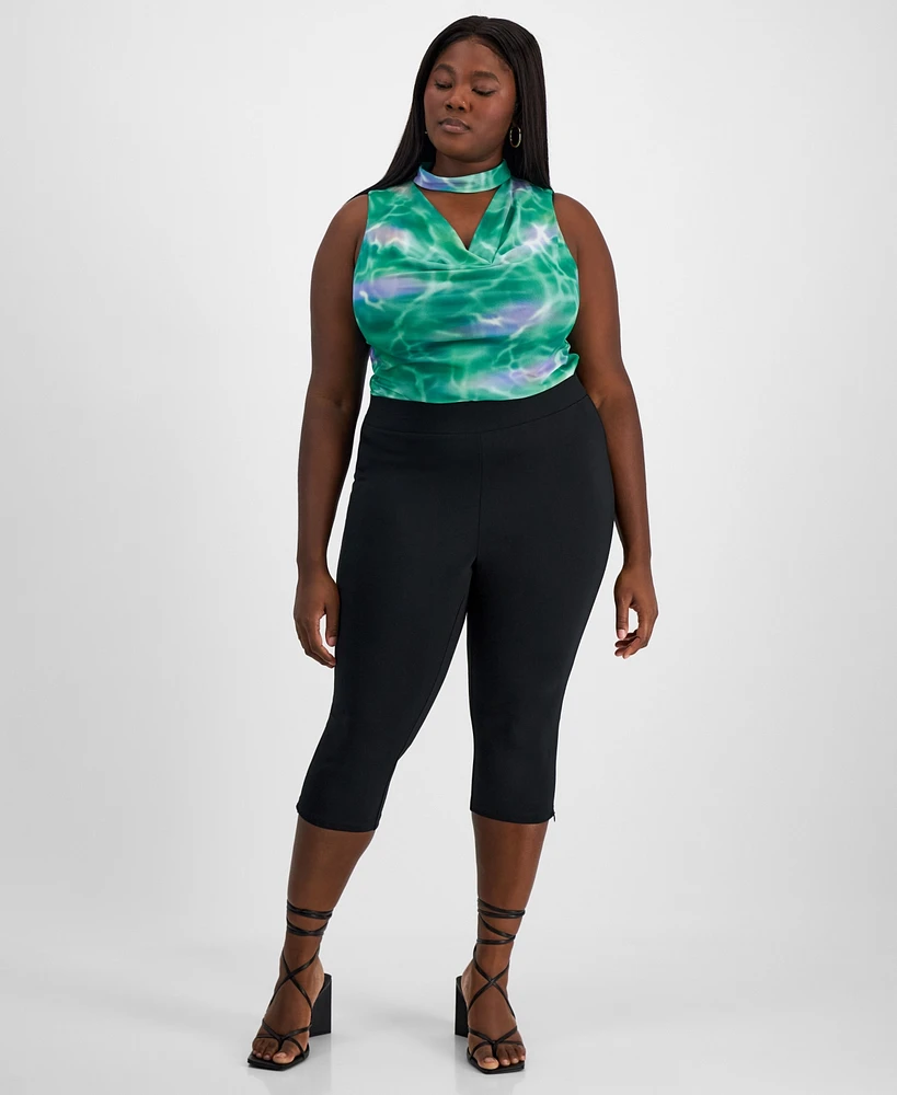 Bar Iii Trendy Plus High-Rise Ponte Side-Zip Capri Pants, Exclusively at Macy's