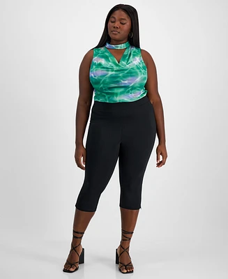 Bar Iii Trendy Plus High-Rise Ponte Side-Zip Capri Pants, Exclusively at Macy's