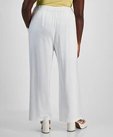 Bar Iii Trendy Plus Grommet-Belt Wide-Leg Pants, Created for Macy's