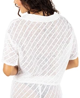 Hurley Juniors' Cotton Crochet Camp Cover-Up Shirt