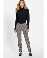 Olsen Women's Houndstooth Jersey Knit Cropped Pant