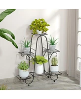 Unho Multilayer 6 Tier Plant Stand Metal Flower Rack Stand Display Holder Garden