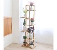 Unho Indoor Outdoor Bamboo Wood Plant Stand Corner Flower Display Rack Shelving Unit