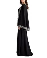 Tadashi Shoji Women's Bian Embroidered Trim Cape Gown