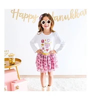 Sweet Wink Little and Big Girls Hanukkah Blush Pink Tutu Skirt