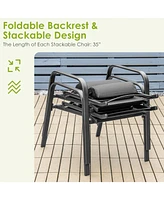 Sugift 2 Pieces Patio Loveseat Bench Table Furniture Set with Cushioned Chair