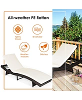 Inolait Patio Folding Chaise Lounge with 5 Adjustable Levels and Cushion