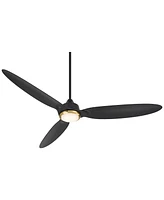 Casa Vieja 60" Revere Mid Century Modern Indoor Outdoor Ceiling Fan 3 Blade Customize Led Remote Control Matte Black Finish Blades Bedroom Patio Livin