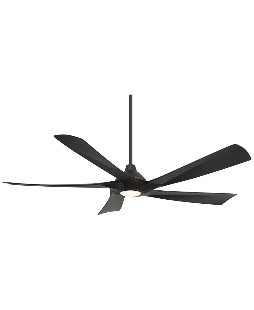 Possini Euro Design 60" Possini Euro Eloquent Matte Black Damp Led Remote Ceiling Fan