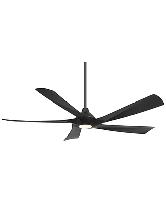 60" Eloquent Modern Indoor Outdoor Ceiling Fan 5 Blade Led Light Remote Control Matte Black Finish Blades Bedroom Patio Living Room Kitchen Porch Damp