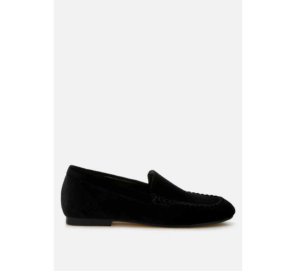 Rag & Co Robua Velvet Flat Loafers