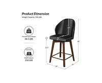 Hulala Home Mid-century Gien Leather Swivel Stool with Solid Wood Legs