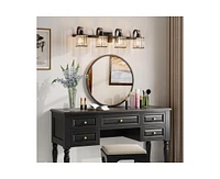 gaomon Bathroom Vanity Light Fixtures Modern Crystal Vanity Light Fixtures Over Mirror，4 Light Modern Crystal Wall Lighting with Square Shade B