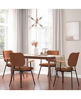 Gymax Set of 4 Fabric Kitchen Dining Chair Armchair Padded Modern Accent Chair Orange