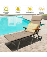 Inolait Foldable Outdoor Chaise Lounge Chair Wicker Recliner Chair with Aluminum Frame