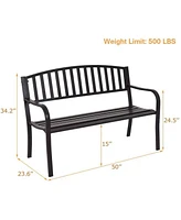 Sugift 50 Inch Patio Garden Bench Loveseats for Outdoor