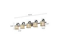 gaomon Bathroom Vanity Light Fixtures Modern Crystal Vanity Light Fixtures Over Mirror，5 Light Modern Crystal Wall Lighting with Square Shade B