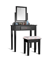 Sugift Vanity Dressing Table Stool Set with Large Makeup Mirror