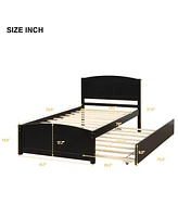 Slickblue Twin Platform Bed with Trundle for Space-Saving Sleep Solutions