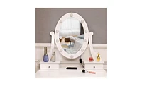 Slickblue White Dressing Table with Light Bulb Single Mirror and 5 Drawers for Makeup and Storage