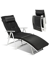 Inolait Adjustable Outdoor Lightweight Folding Chaise Lounge Chair with Pillow