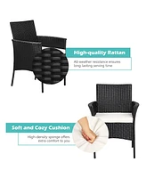Sugift 2 Pieces Patio Wicker Chairs with Cozy Seat Cushions