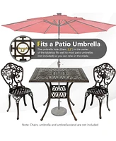 Sugift 35.4 Inch Aluminum Patio Square Dining Table with Umbrella Hole