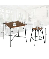 Sugift 5 Pieces Bar Table Set with 4 Counter Height Backless Stools