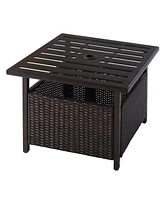 Inolait Outdoor Patio Rattan Wicker Steel Side Deck Table