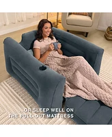 Intex Inflatable Pull Out Sofa Chair Sleeper with Twin Sized Air Bed Mattress