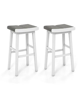 Sugift 2 Pieces 31.5 Inch Upholstered Saddle Barstools with Padded Cushions