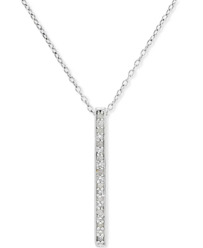 Diamond Bar Pendant Necklace (1/10 ct. t.w.) in Sterling Silver