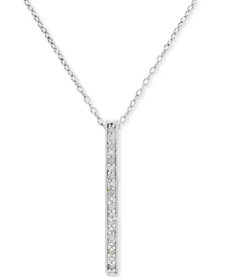 Diamond Bar Pendant Necklace (1/10 ct. t.w.) in Sterling Silver