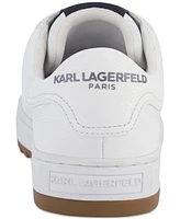 Karl Lagerfeld Paris Men's Side Heart Logo Patch Tumbled Leather Sneaker