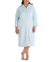 Miss Elaine Plus Textured Fleece Zip-Front Robe