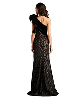 Tadashi Shoji Women's Caraway One Shoulder Leaf Motif Gown