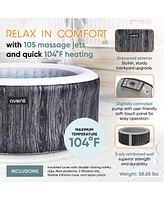 Jleisure Greywood 65 Inch 3 Person Inflatable Round Outdoor Hot Tub Spa, Gray