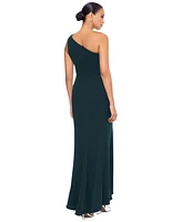 Betsy & Adam One-Shoulder Cutout Gown