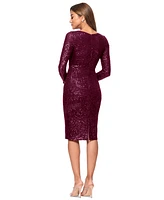 Xscape Women's Sequined Long-Sleeve Sheath Dress