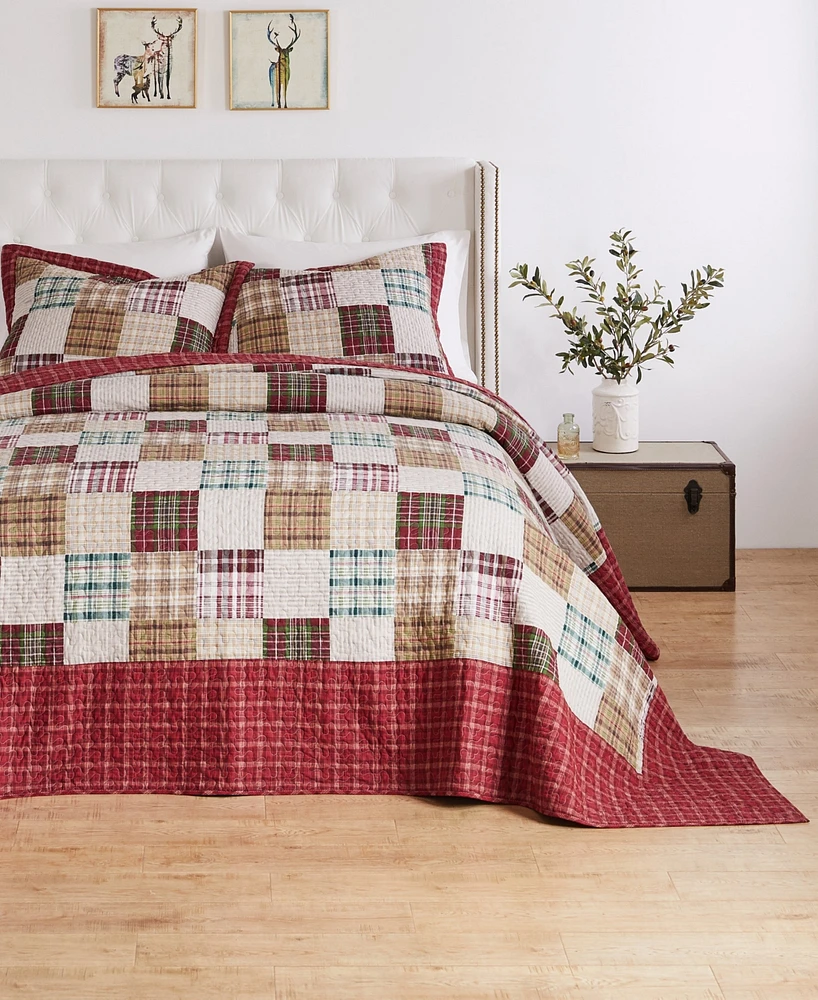 Greenland Home Oxford Traditional Plaid 3-Pc. Bedspread Set