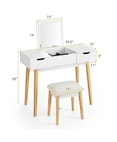 Sugift Makeup Vanity Table Set with Flip Top Mirror and 2 Drawers